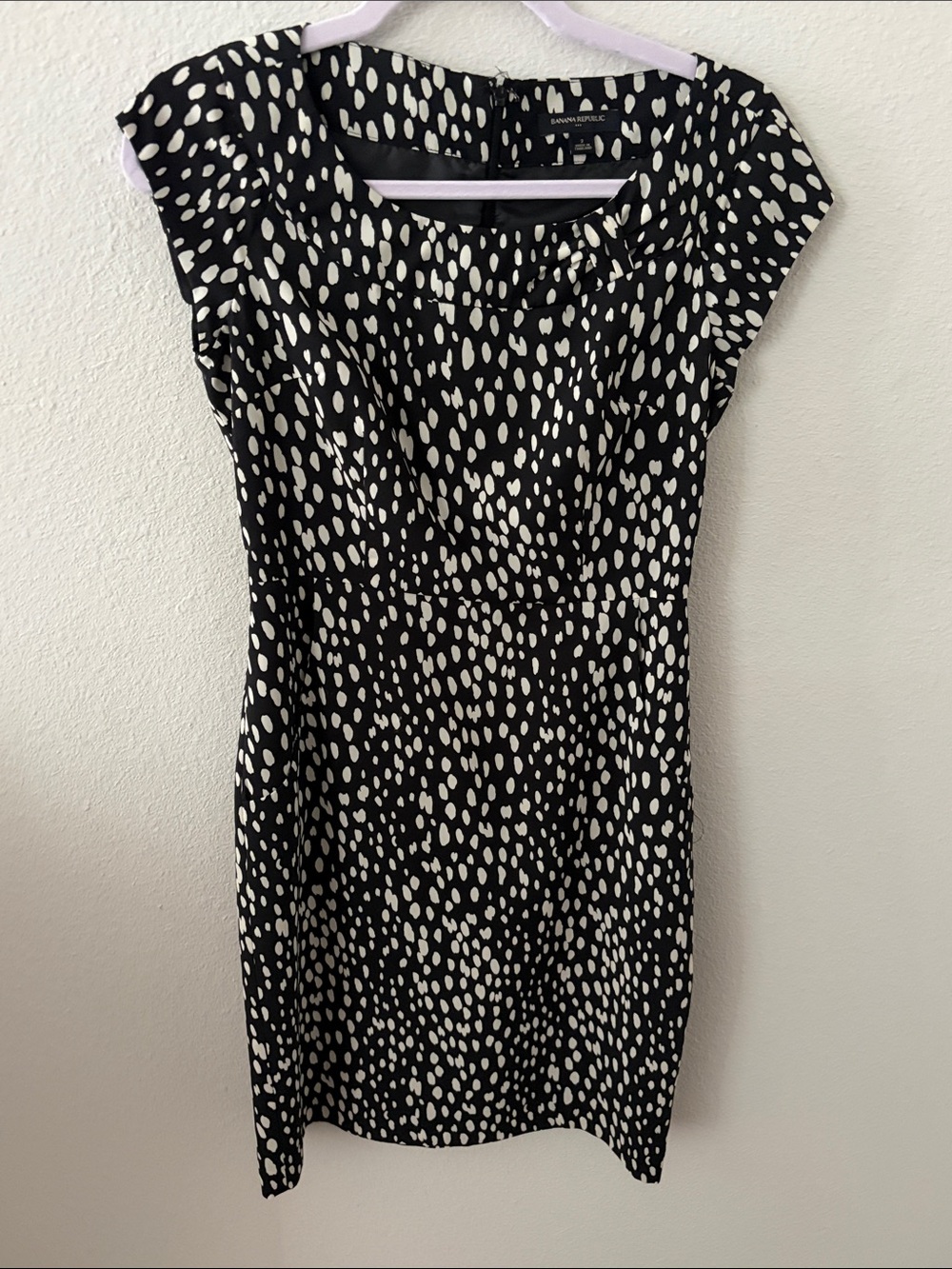 Banana Republic Black & White Dot Cap-Sleeve Sheath Dress